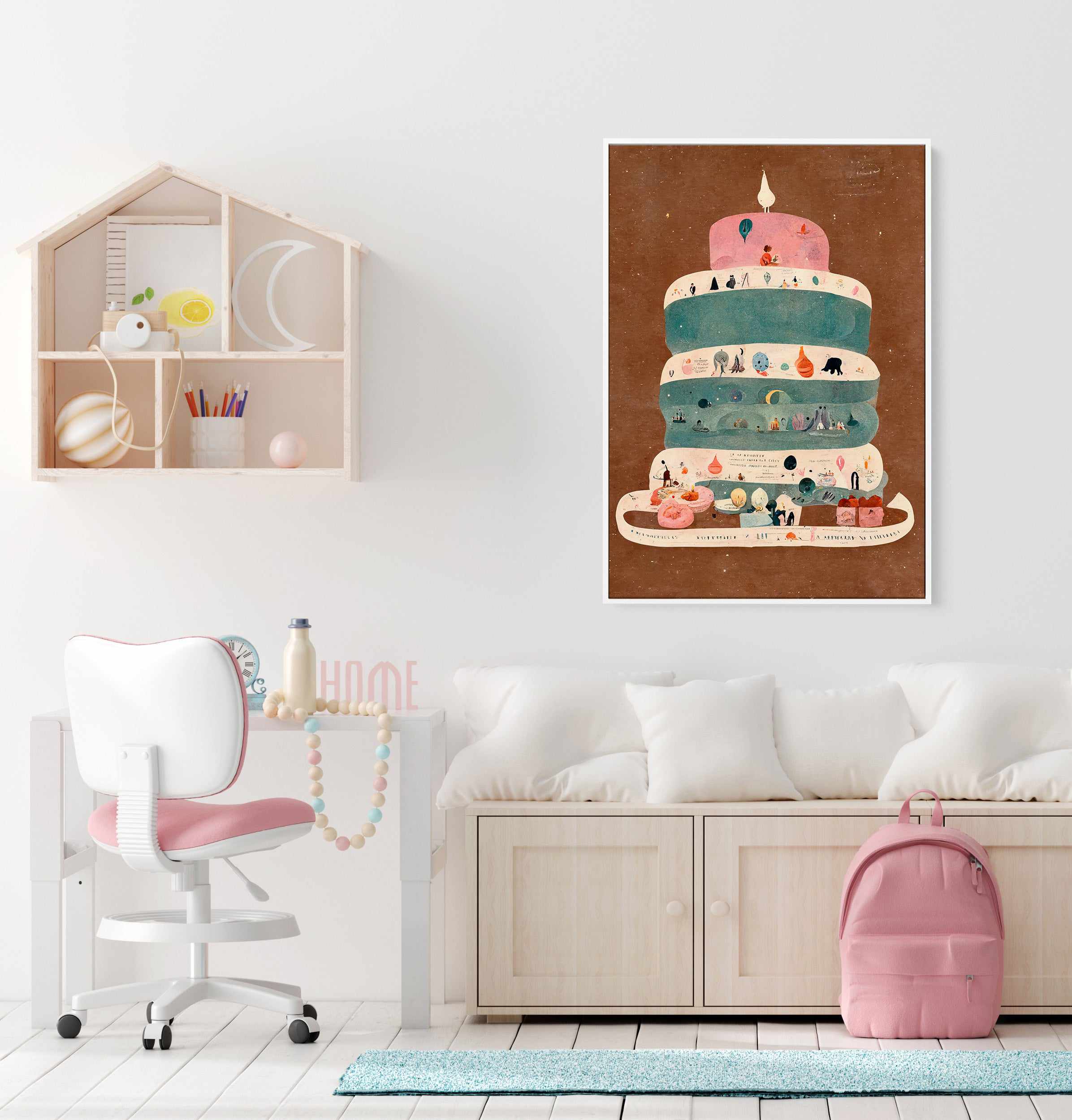 My first bithday By Treechild | Framed Canvas Art Print