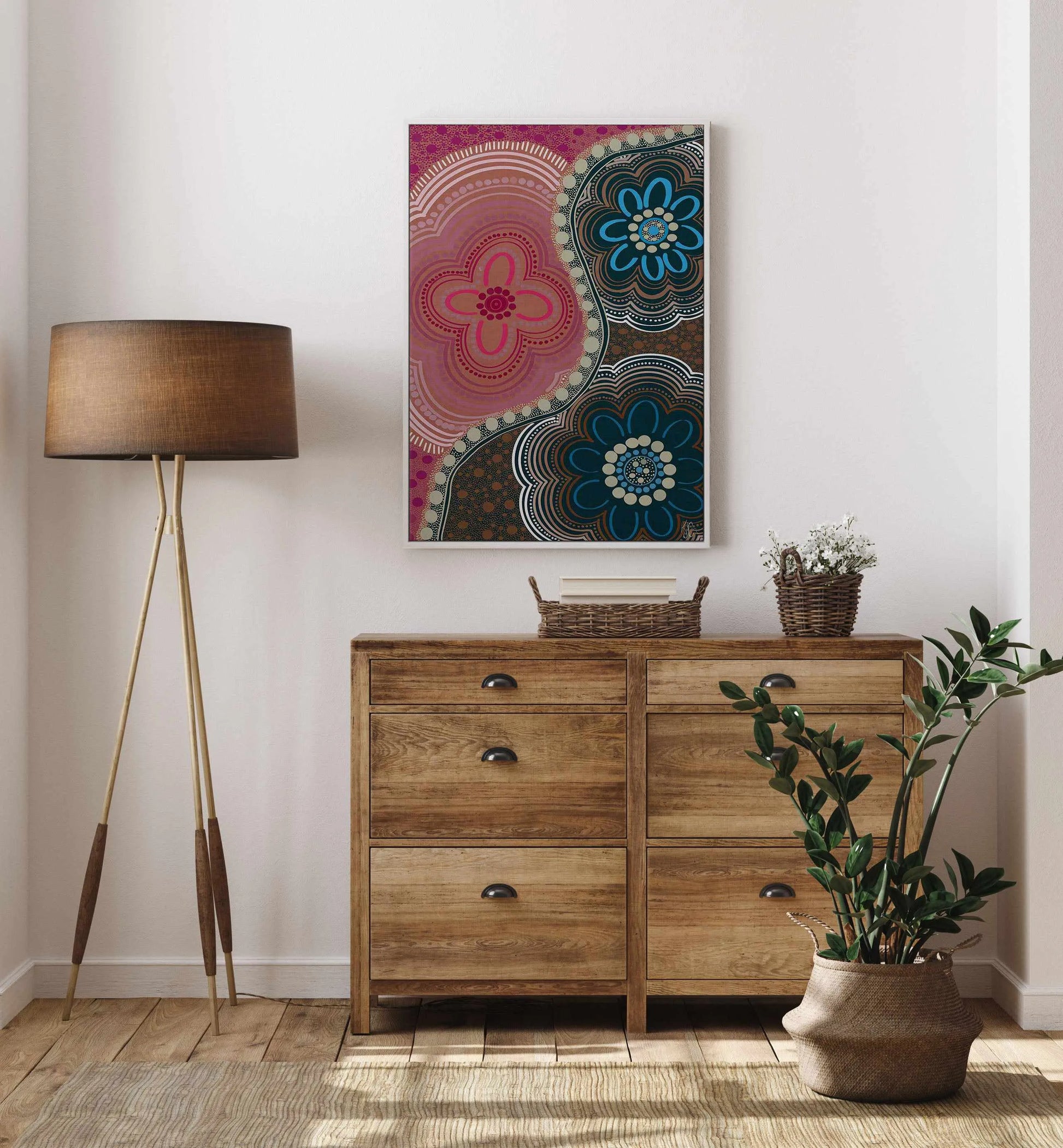 My Three by Kiz Costelloe | Framed Canvas Art Print from Olive et Oriel where you can shop wallpaper and artworks online