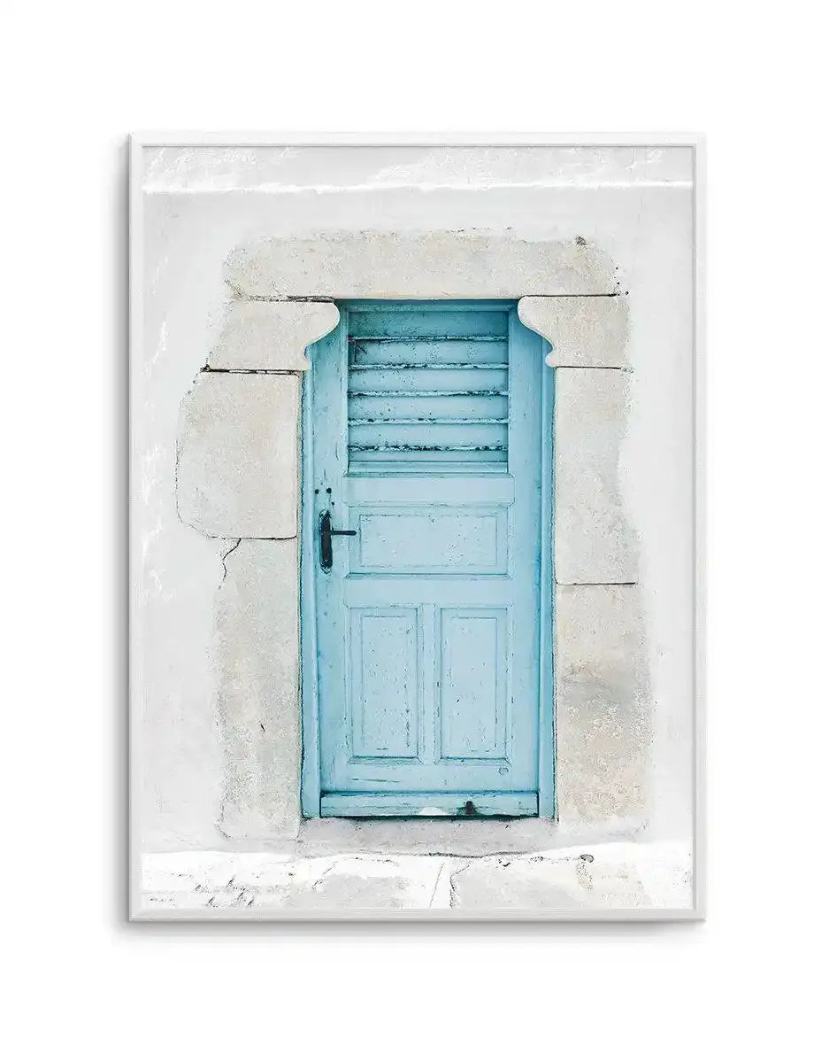 Mykonian Doorway Art Print-Shop Greece Wall Art Prints Online with Olive et Oriel - Our collection of Greek Islands art prints offer unique wall art including blue domes of Santorini in Oia, mediterranean sea prints and incredible posters from Milos and other Greece landscape photography - this collection will add mediterranean blue to your home, perfect for updating the walls in coastal, beach house style. There is Greece art on canvas and extra large wall art with fast, free shipping across Au