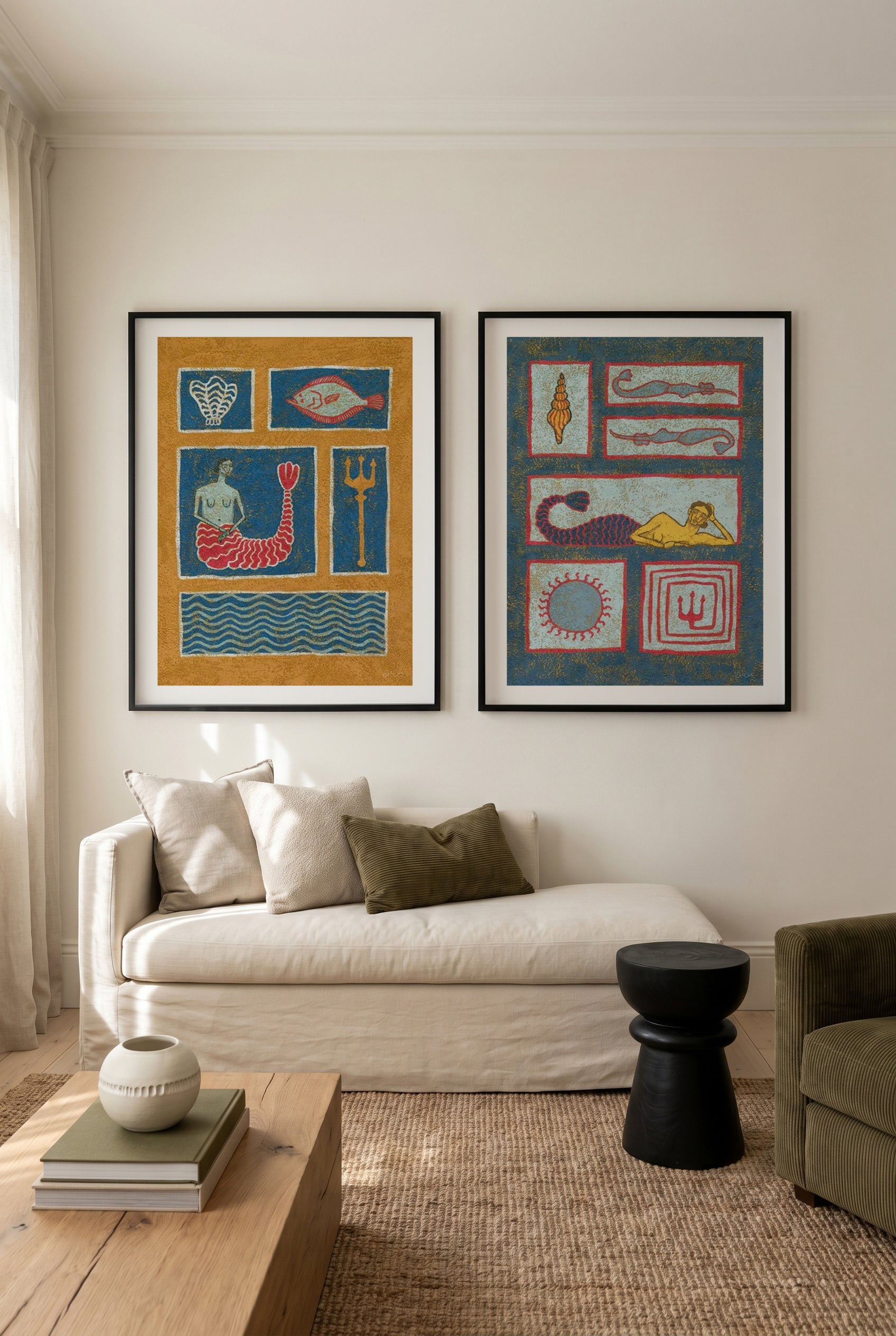 Mythical Mosaic I & II by Julie Celina Art Print Set of 2 | Matching Wall Art