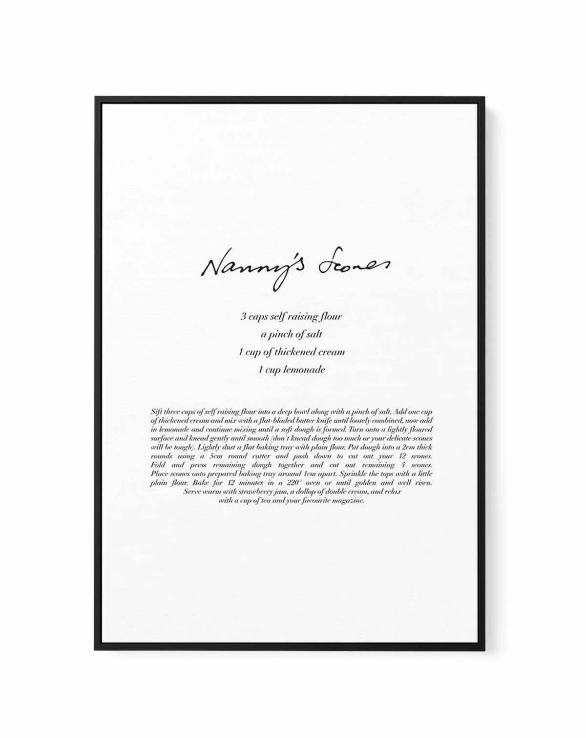 Nannys Scones | Framed Canvas-CANVAS-You can shop wall art online with Olive et Oriel for everything from abstract art to fun kids wall art. Our beautiful modern art prints and canvas art are available from large canvas prints to wall art paintings and our proudly Australian artwork collection offers only the highest quality framed large wall art and canvas art Australia - You can buy fashion photography prints or Hampton print posters and paintings on canvas from Olive et Oriel and have them de