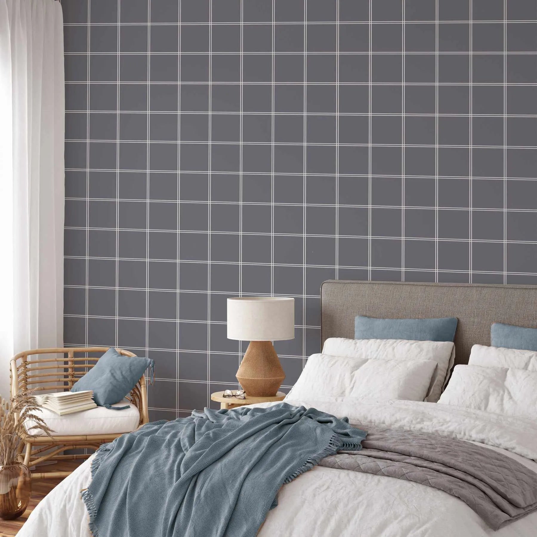 Navy Checks Wallpaper-Wallpaper-Buy-Australian-Removable-Wallpaper-In-Gingham-Wallpaper-Peel-And-Stick-Wallpaper-Online-At-Olive-et-Oriel-Shop-Plaid-&-Check-Style-Wall-Papers-Decorate-Your-Bedroom-Living-Room-Kids-Room-or-Commercial-Interior