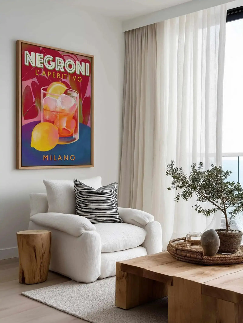 Negroni Aperitivo Milano by Marco Marella | Framed Canvas Art Print from Olive et Oriel where you can shop wallpaper and artworks online