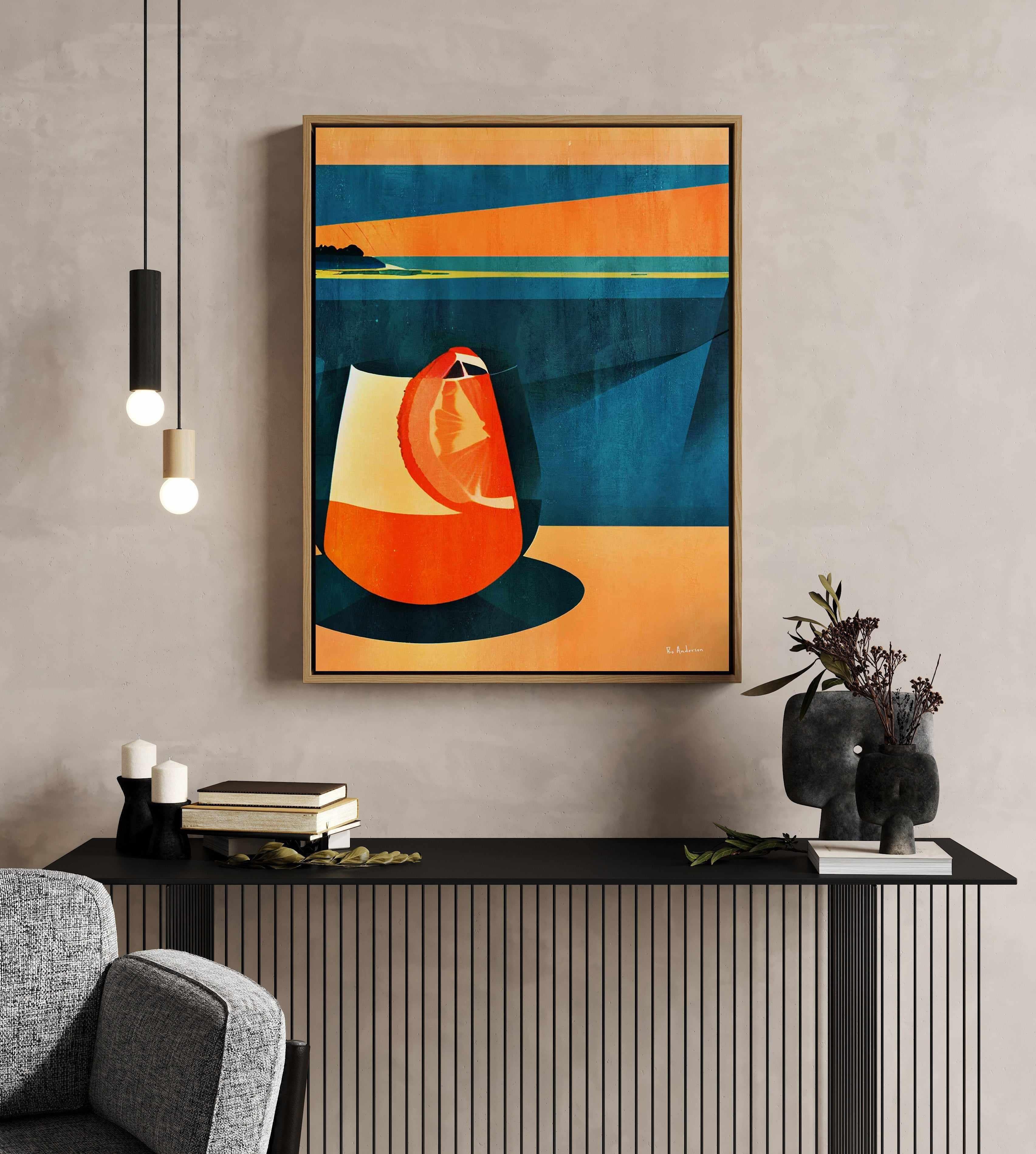 Negroni At Sunset By Bo Anderson | Framed Canvas Art Print