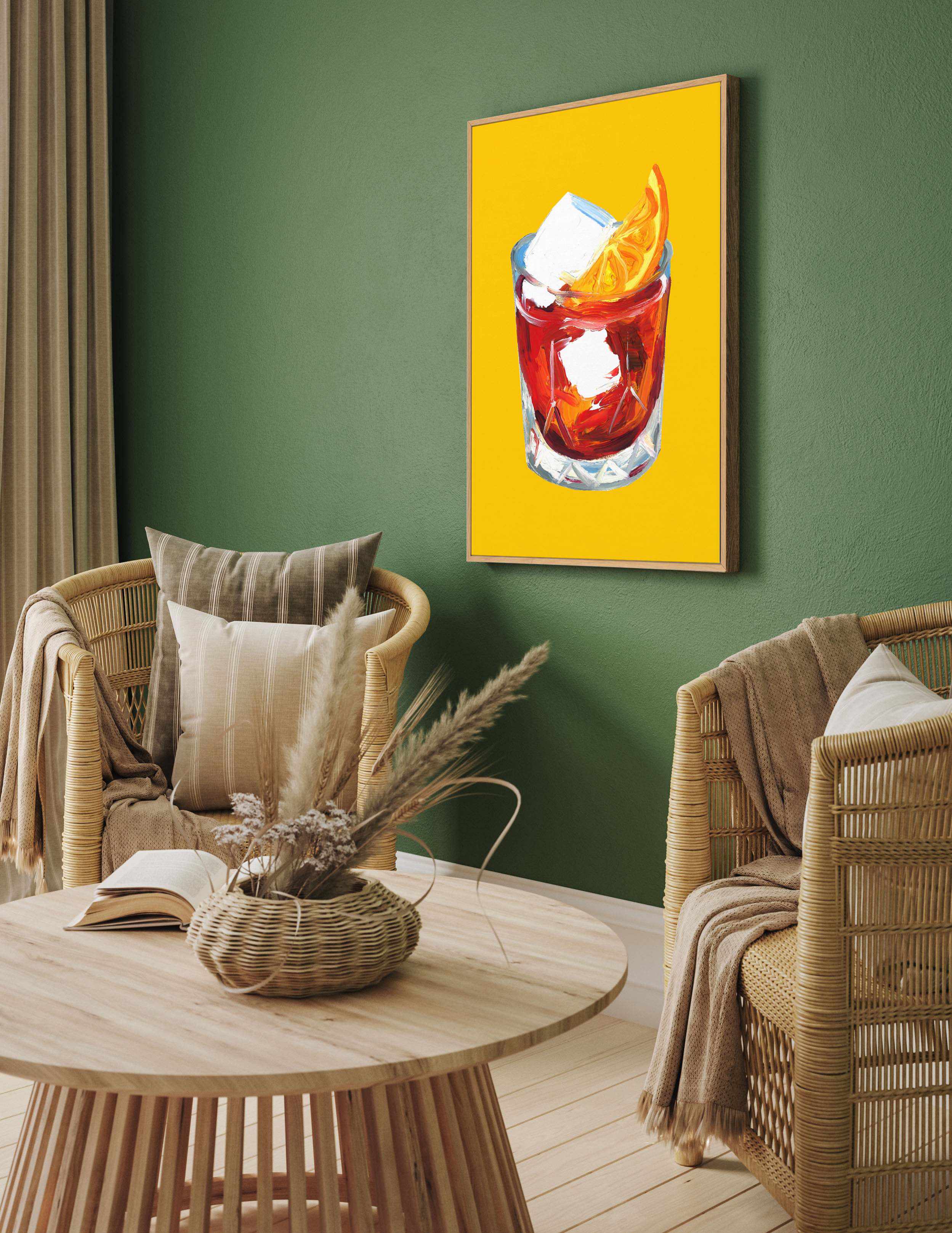 Negroni Sunshine Yellow by Alice Straker | Framed Canvas Art Print