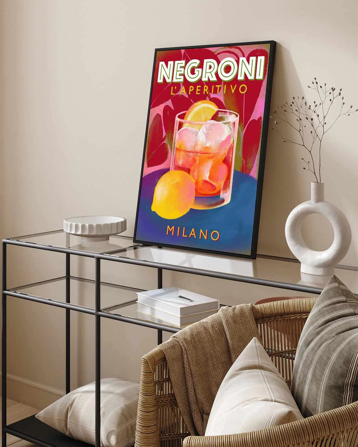 Negroni Aperitivo Milano by Marco Marella | Framed Canvas Art Print from Olive et Oriel where you can shop wallpaper and artworks online