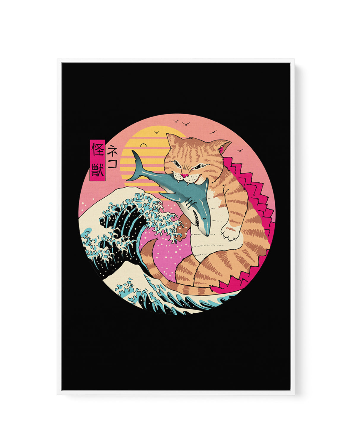 Neko Wave Kaiju By Vincent Trinidad | Framed Canvas Art Print