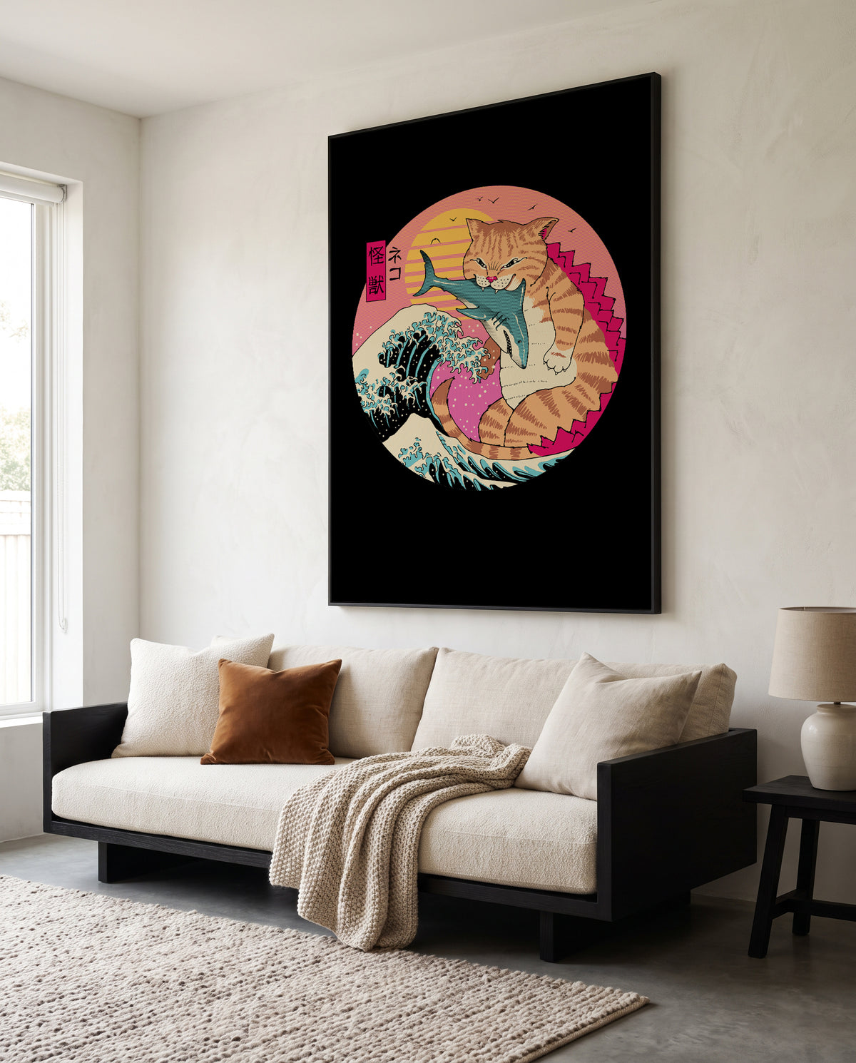 Neko Wave Kaiju By Vincent Trinidad | Framed Canvas Art Print
