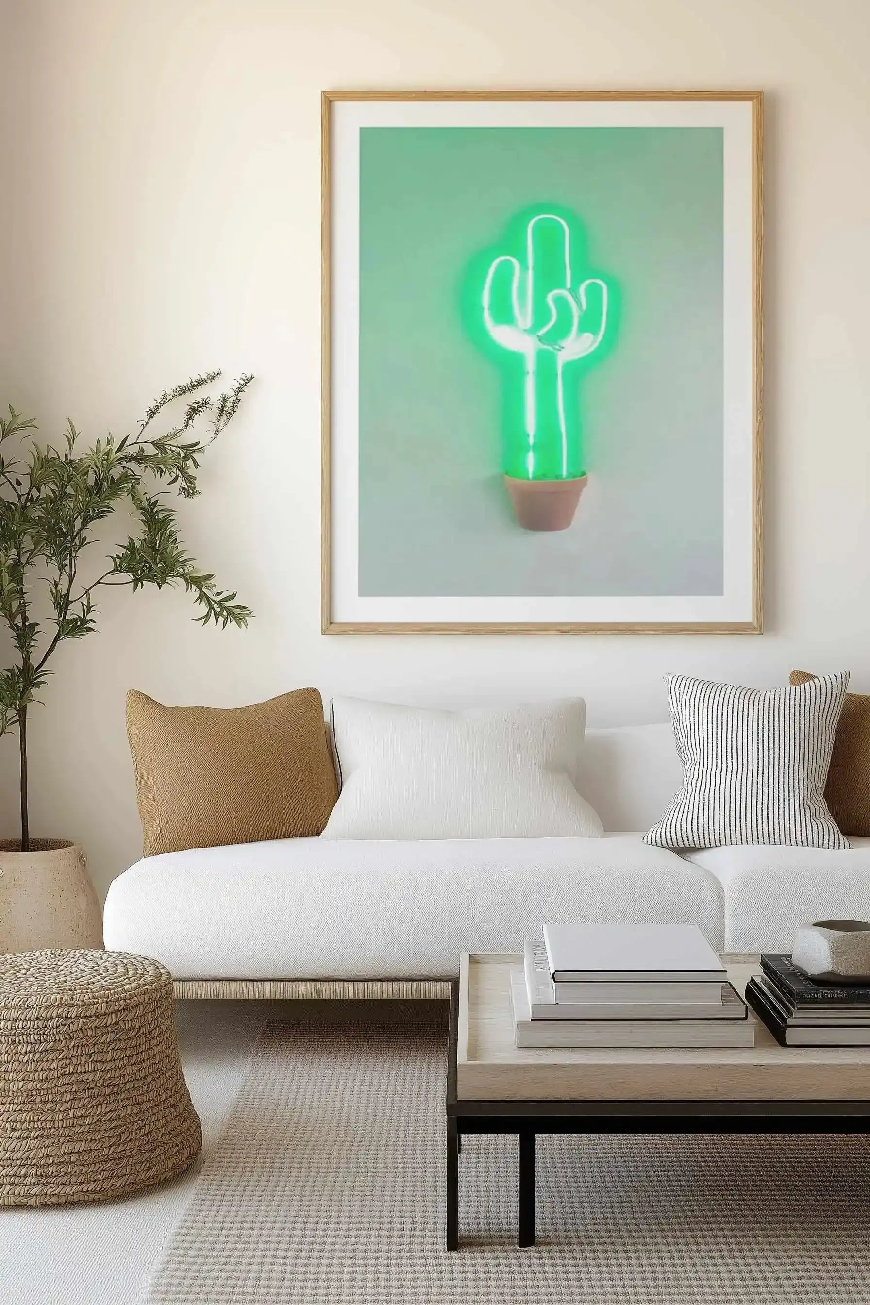 Neon Cactus | Green Art Print from Olive et Oriel where you can shop wallpaper and artworks online