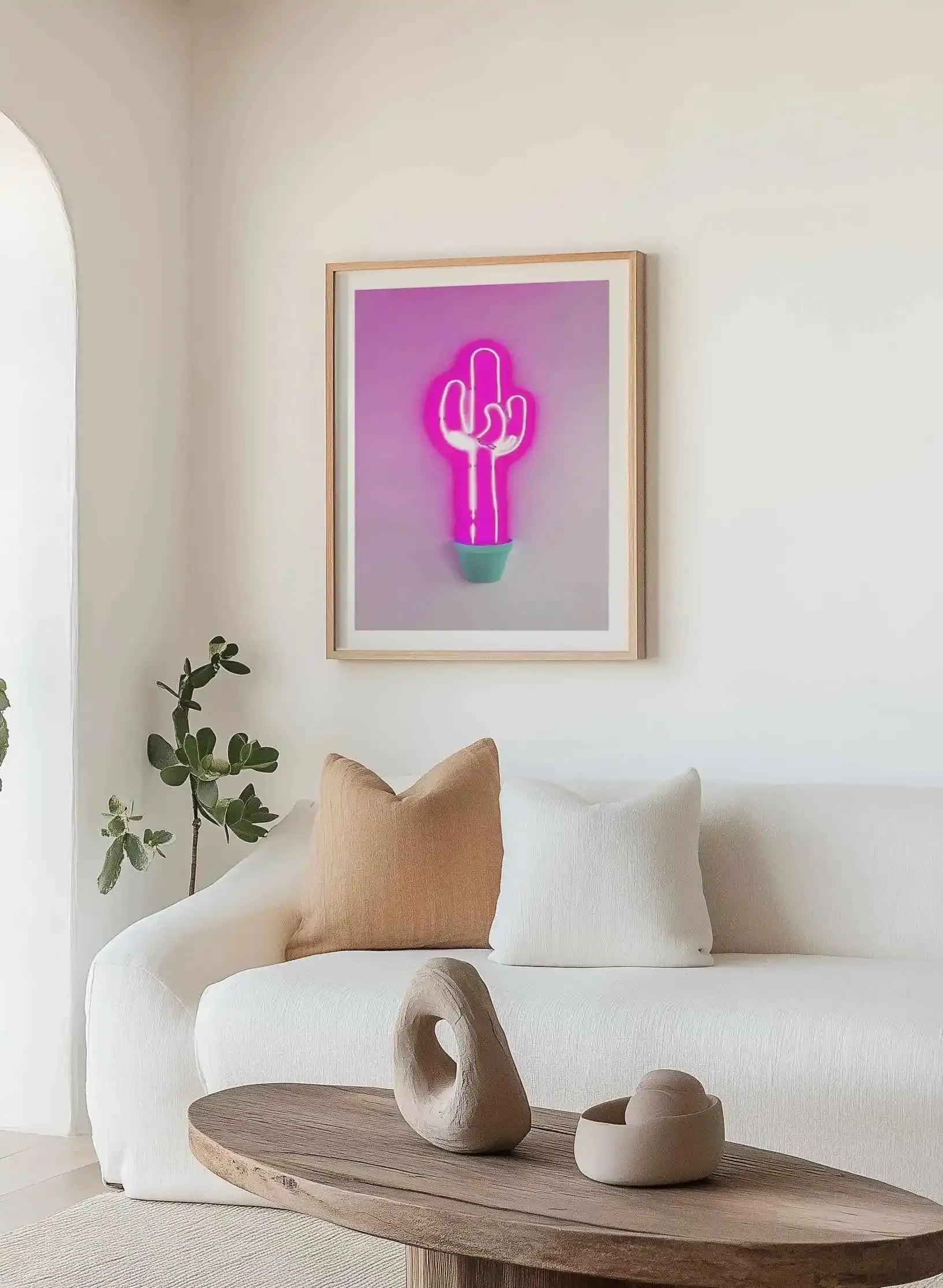 Neon Cactus | Pink Art Print from Olive et Oriel where you can shop wallpaper and artworks online