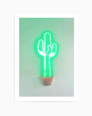 Neon Cactus  Green Art Print art print, framed