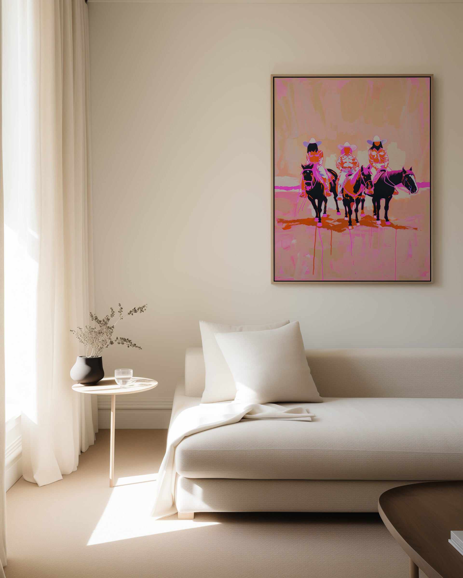 Neon Cowgirls | Framed Canvas Art Print