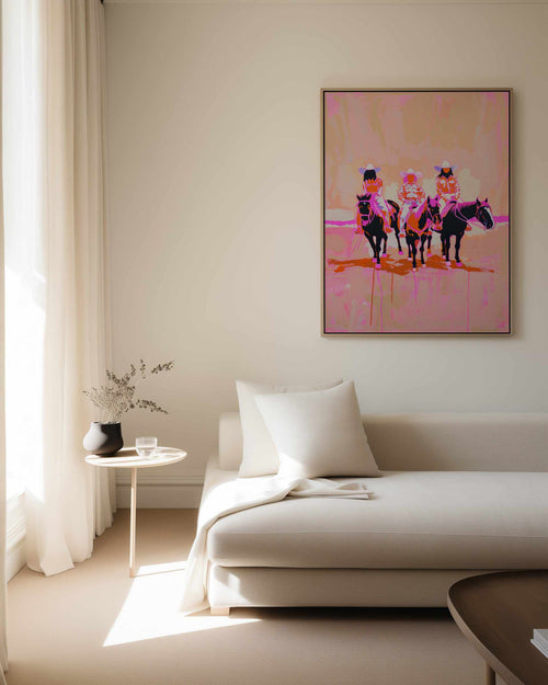 Neon Cowgirls | Framed Canvas Art Print