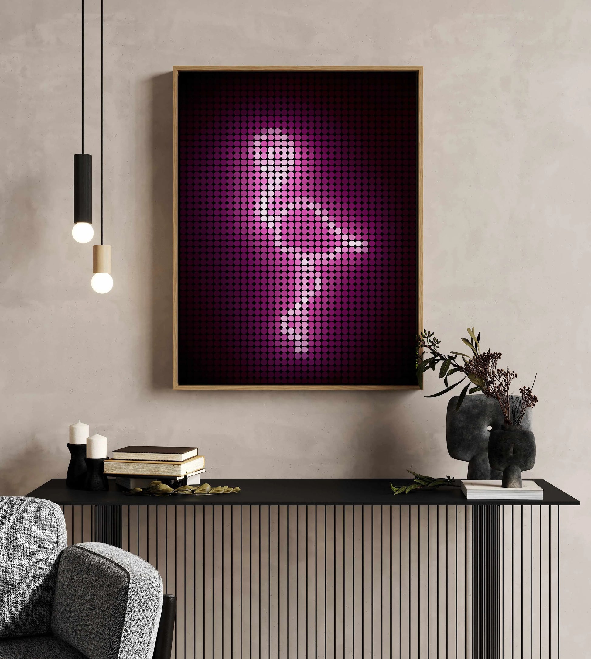 Neon Flamingo | Framed Canvas Art Print from Olive et Oriel where you can shop wallpaper and artworks online