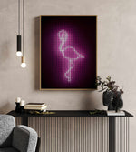 Neon Flamingo | Framed Canvas Art Print