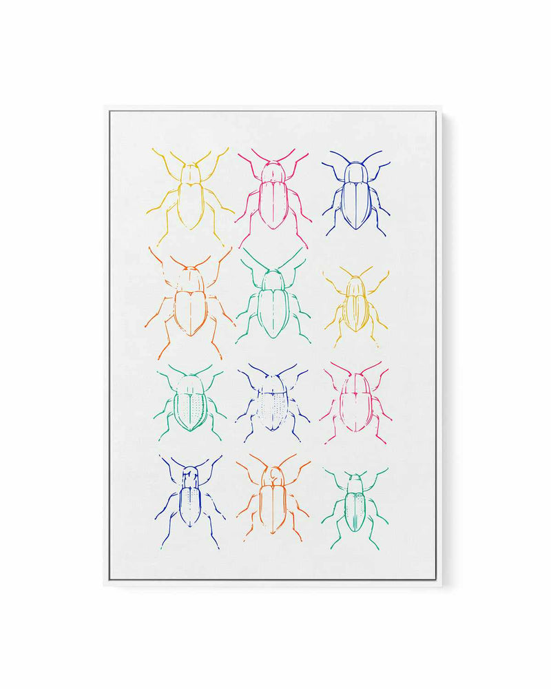 Neon Insects | Framed Canvas Art Print