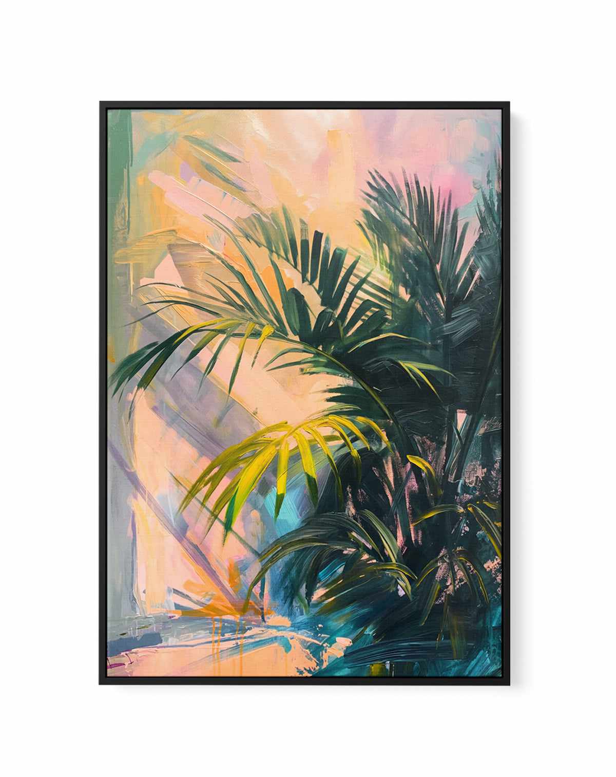 Neon Palm I | Framed Canvas Art Print