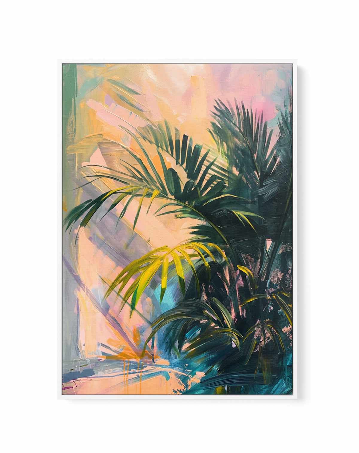 Neon Palm I | Framed Canvas Art Print