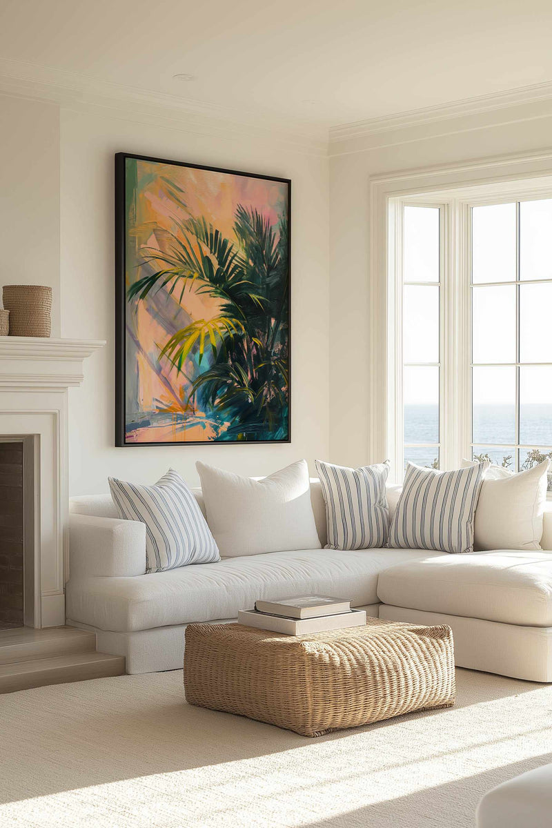 Neon Palm I | Framed Canvas Art Print from Olive et Oriel where you can shop wallpaper and artworks online