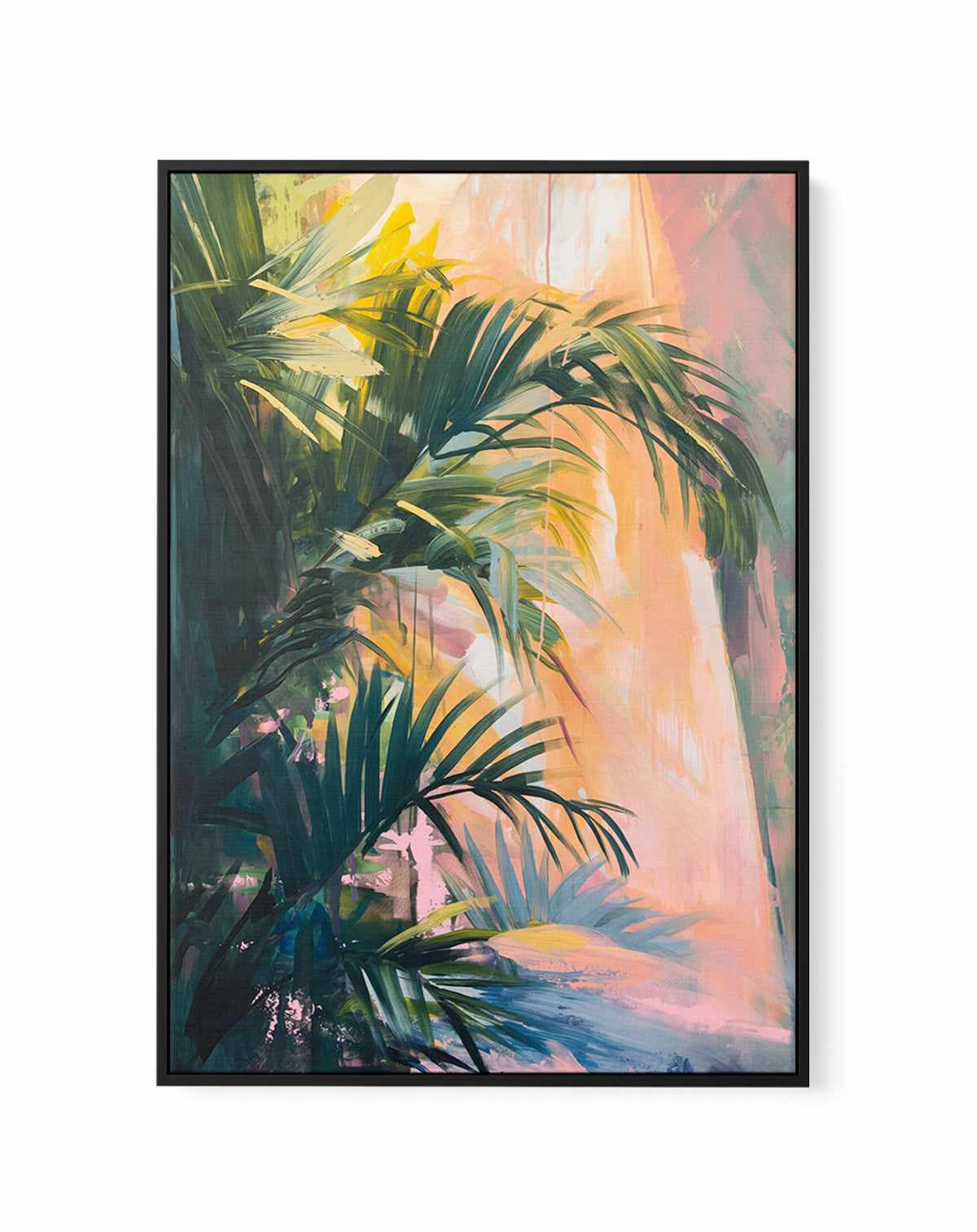 Neon Palm II | Framed Canvas Art Print