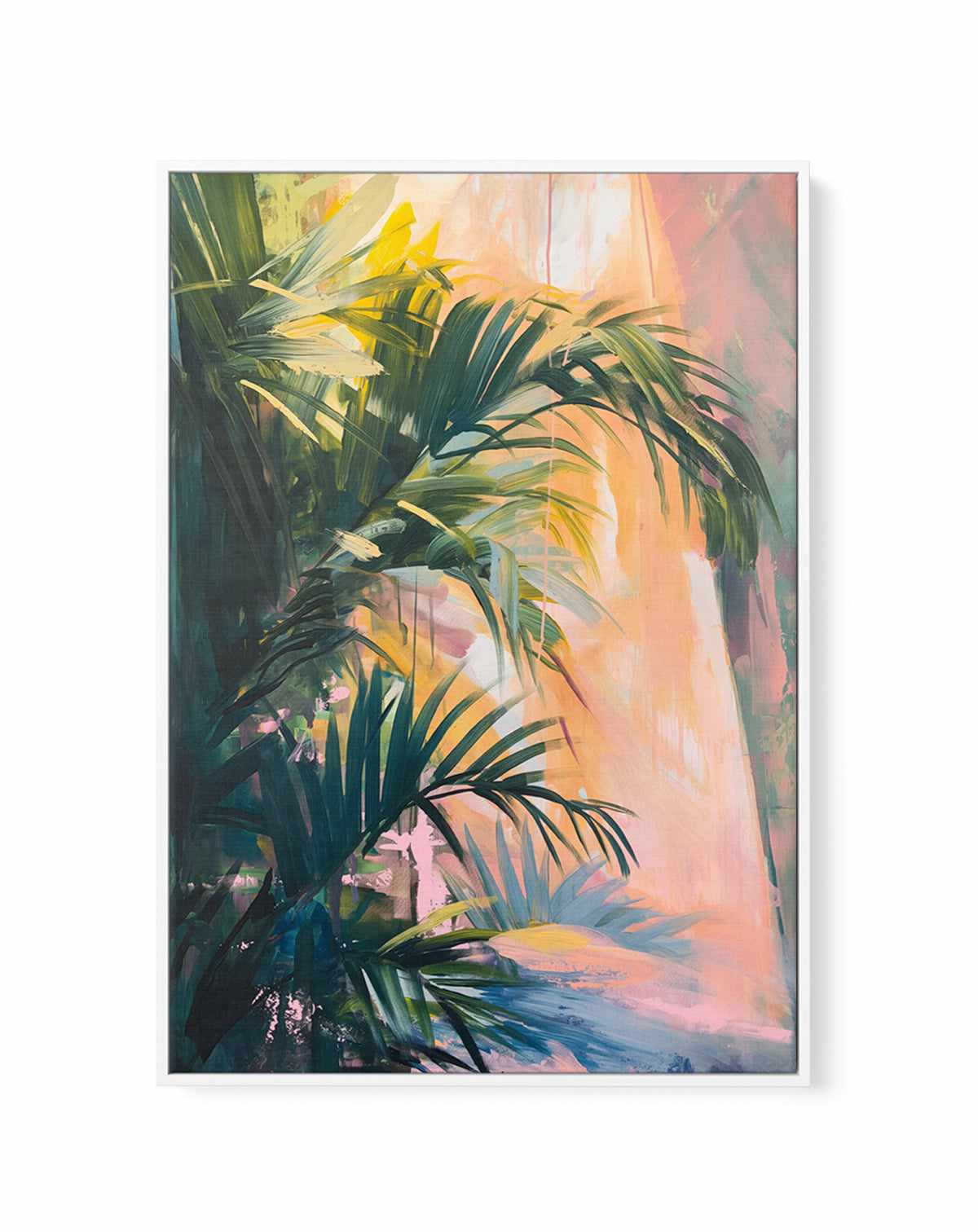 Neon Palm II | Framed Canvas Art Print