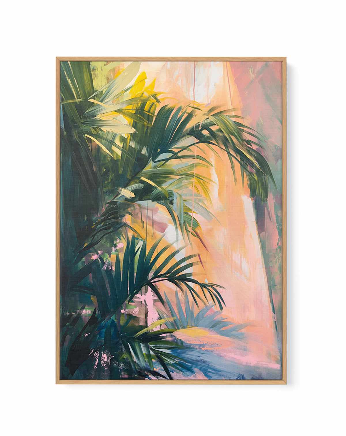 Neon Palm II | Framed Canvas Art Print