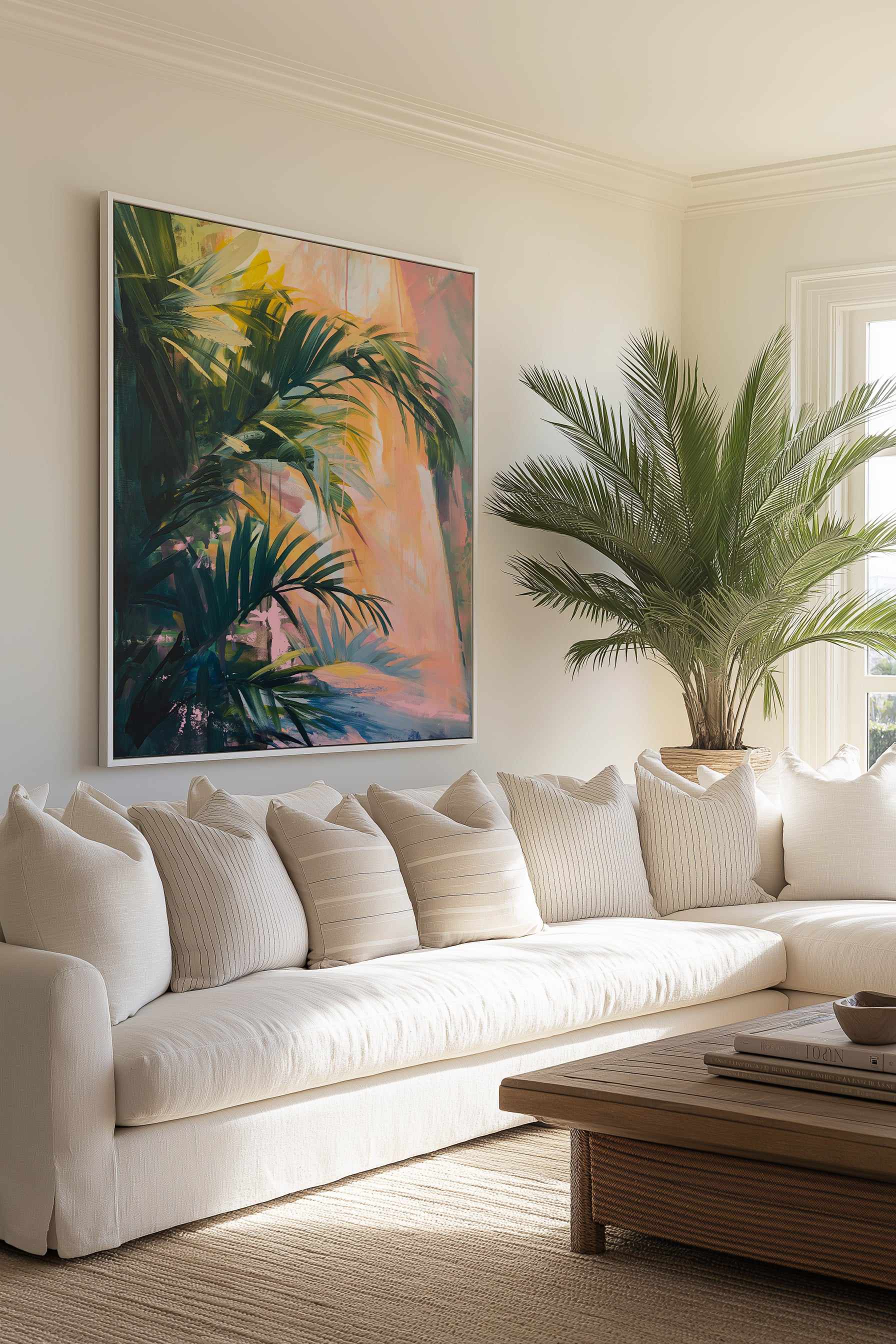 Neon Palm II | Framed Canvas Art Print