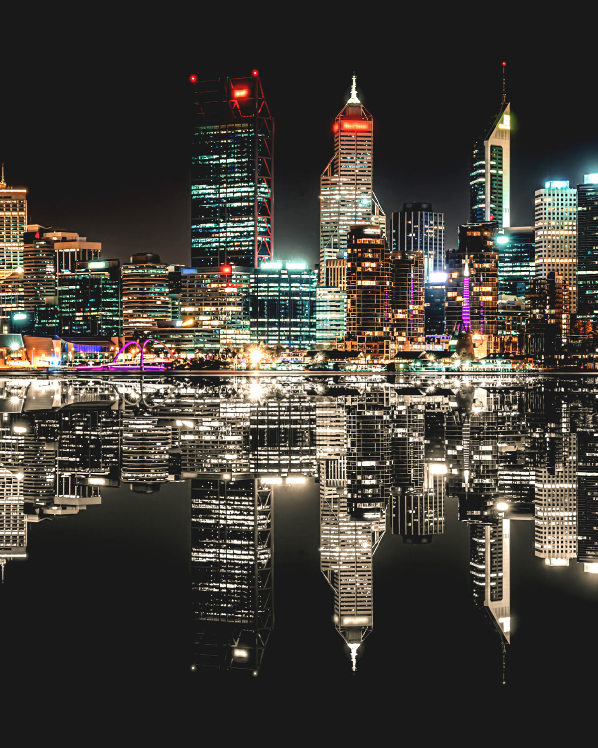 Neon City Nights | Perth Photo Mural Wallpaper