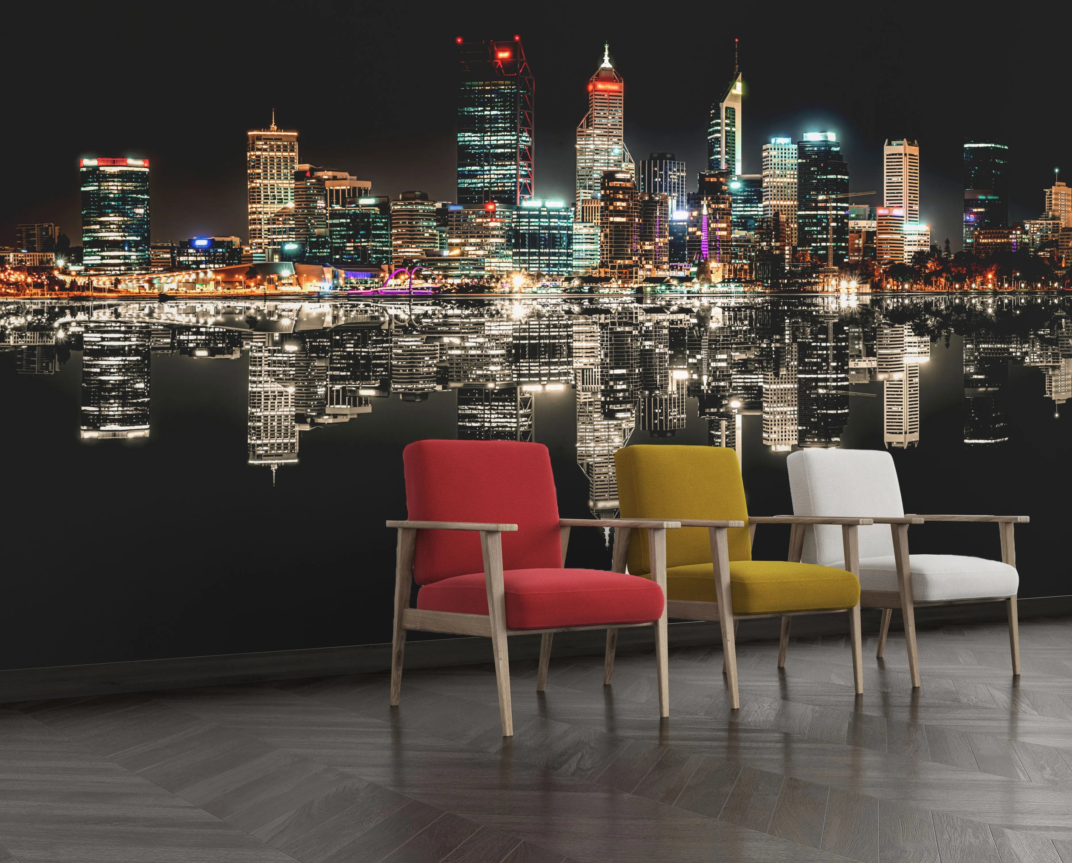 Neon City Nights | Perth Photo Mural Wallpaper from Olive et Oriel where you can shop wallpaper and artworks online