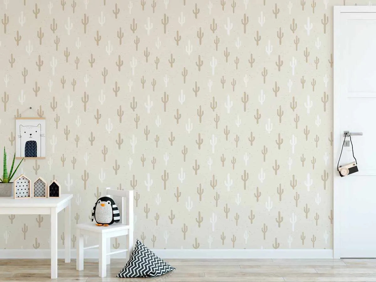 Neutral Cactus Wallpaper-Wallpaper-Buy Kids Removable Wallpaper Online Our Custom Made Children√¢‚Ç¨‚Ñ¢s Wallpapers Are A Fun Way To Decorate And Enhance Boys Bedroom Decor And Girls Bedrooms They Are An Amazing Addition To Your Kids Bedroom Walls Our Collection of Kids Wallpaper Is Sure To Transform Your Kids Rooms Interior Style From Pink Wallpaper To Dinosaur Wallpaper Even Marble Wallpapers For Teen Boys Shop Peel And Stick Wallpaper Online Today With Olive et Oriel
