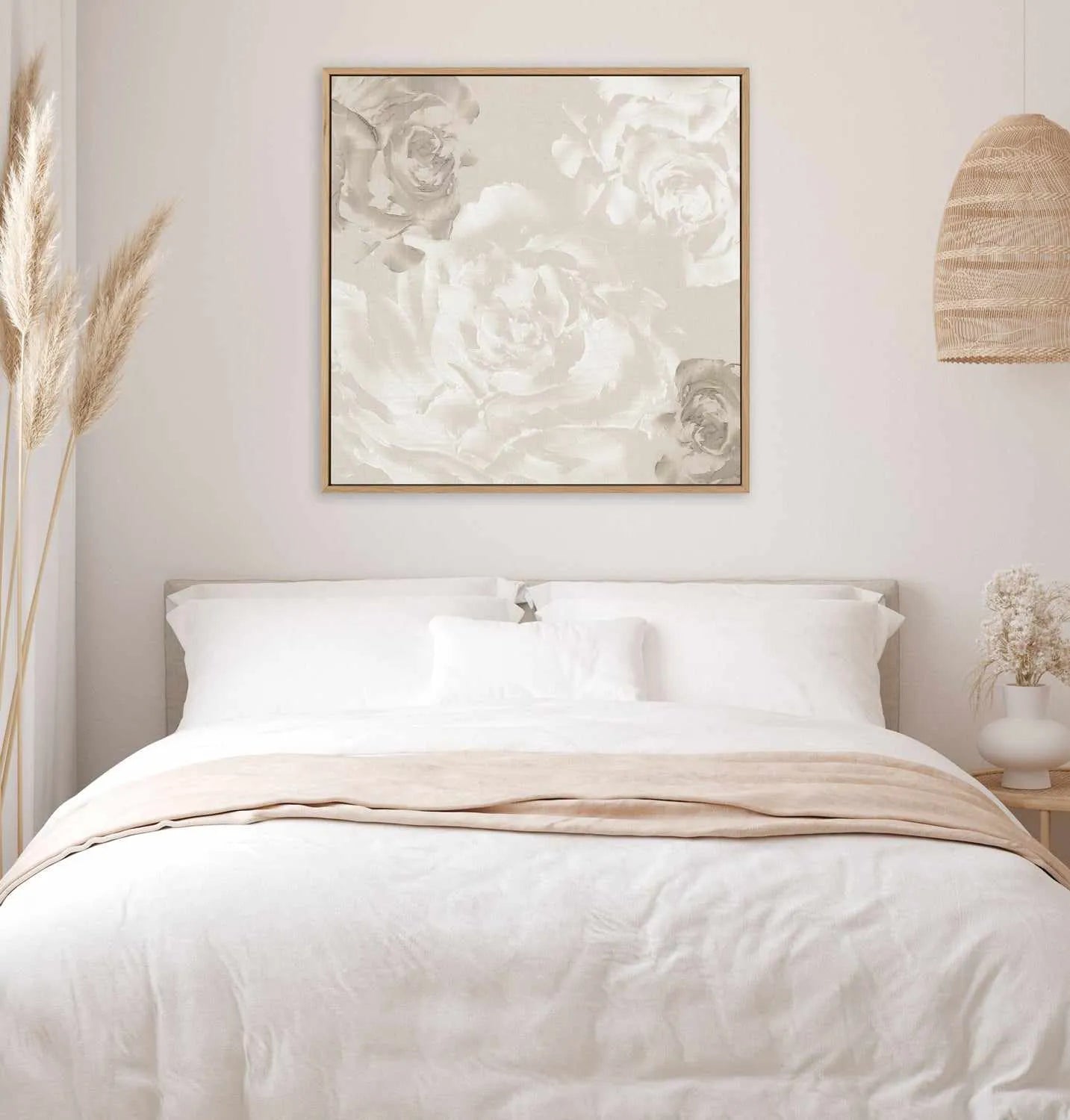 Neutral Florals II | Framed Canvas Art Print from Olive et Oriel where you can shop wallpaper and artworks online