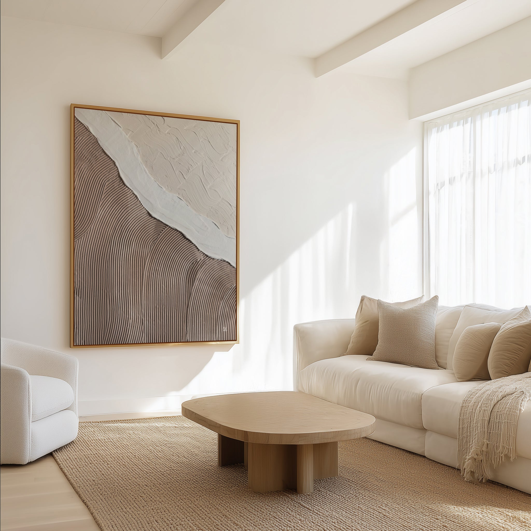 Neutral Ocean by Sarah Adams | Framed Canvas Art Print
