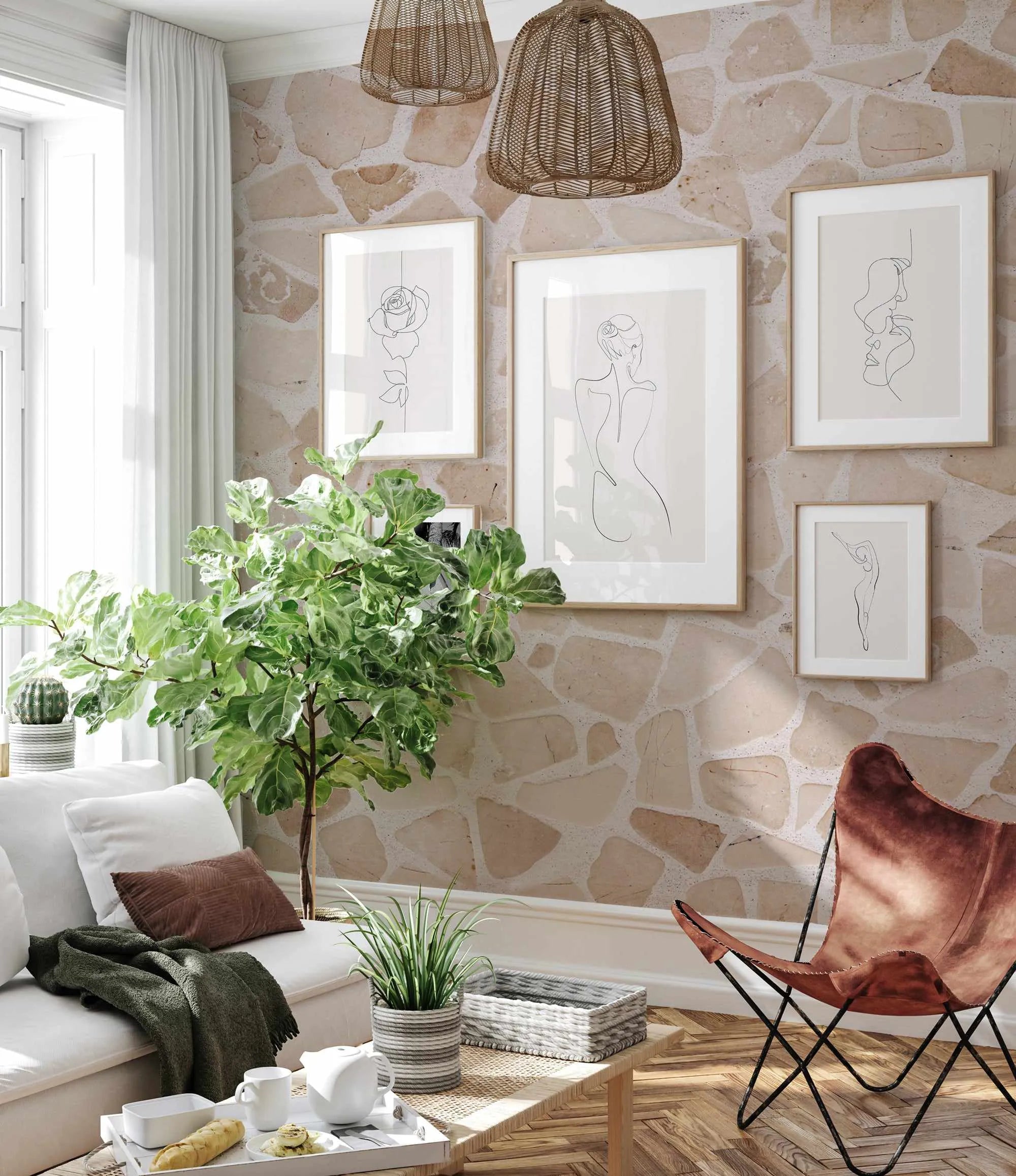 Cream Sandstone Wallpaper from Olive et Oriel where you can shop wallpaper and artworks online