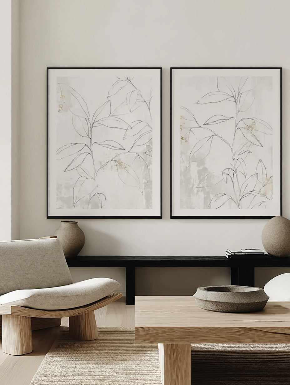 Neutral Botanic I & II Art Print Set of 2 | Matching Wall Art from Olive et Oriel where you can shop wallpaper and artworks online