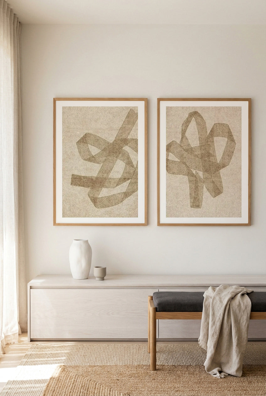 Neutral Form II & III Art Print Set of 2 | Matching Wall Art