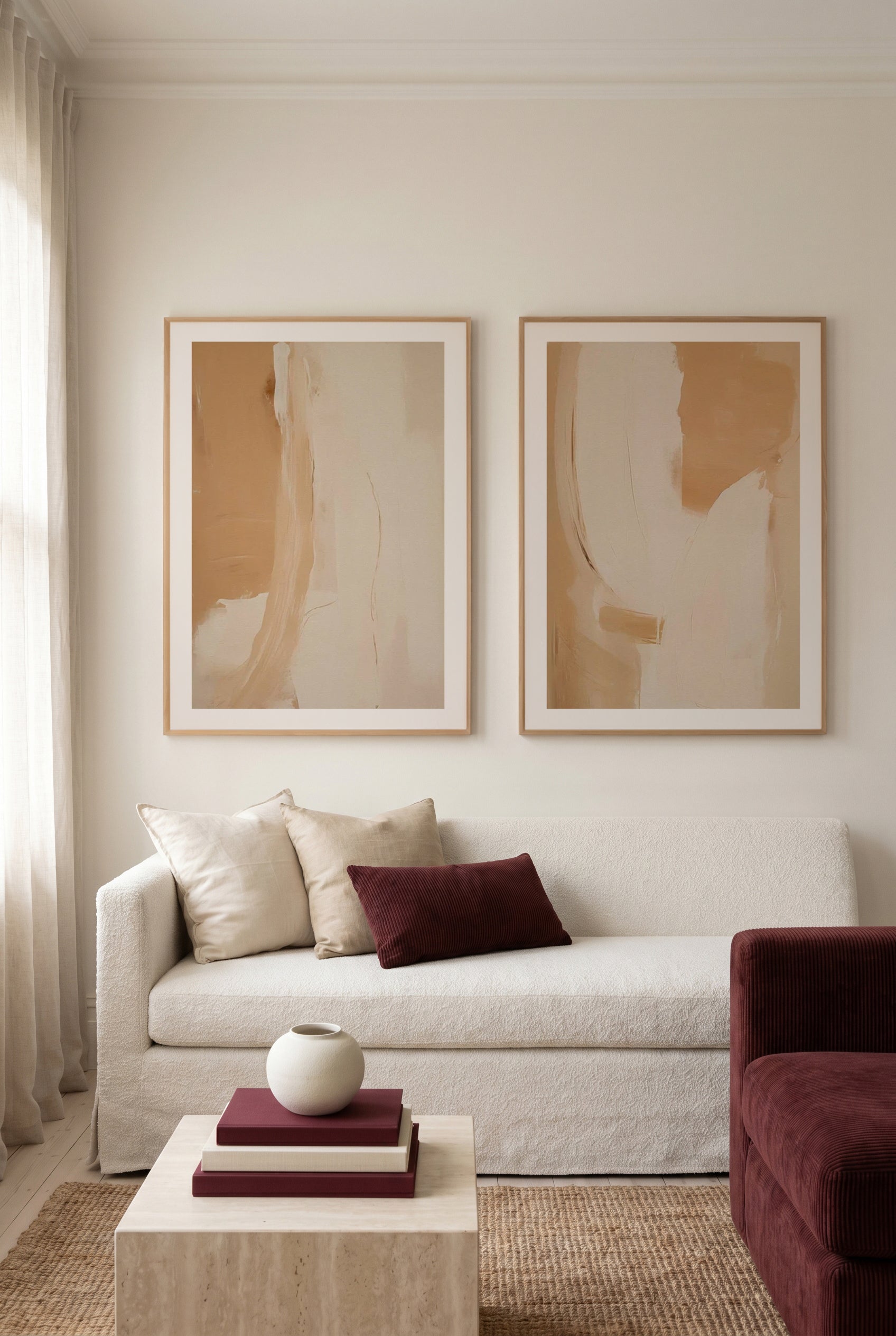 Neutral Moves I & II Art Print Set of 2 | Matching Wall Art