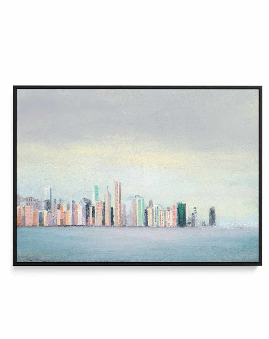 New York Skyline Blue Crop | Framed Canvas Art Print from Olive et Oriel where you can shop wallpaper and artworks online