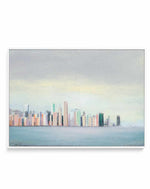 New York Skyline Blue Crop | Framed Canvas Art Print