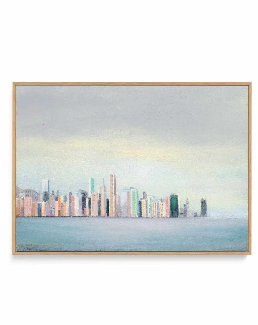 New York Skyline Blue Crop | Framed Canvas Art Print from Olive et Oriel where you can shop wallpaper and artworks online