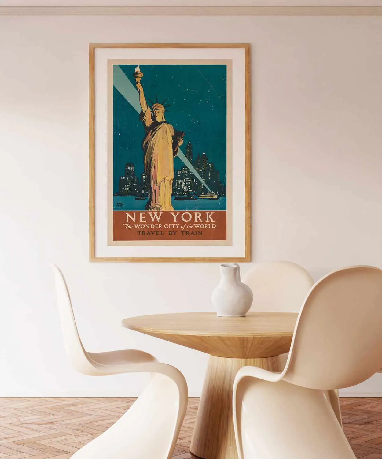 New York Statue of Liberty Vintage Travel Poster Art Print from Olive et Oriel where you can shop wallpaper and artworks online