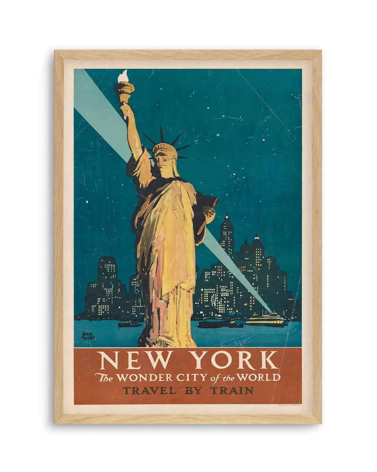 New York Statue of Liberty Vintage Travel Poster Art Print from Olive et Oriel where you can shop wallpaper and artworks online