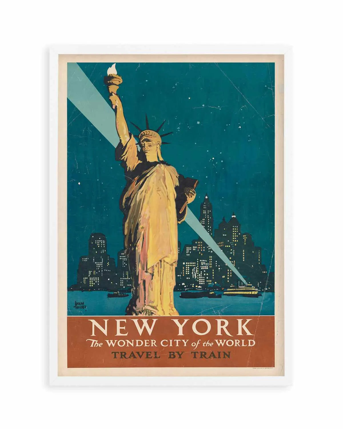 New York Statue of Liberty Vintage Travel Poster Art Print from Olive et Oriel where you can shop wallpaper and artworks online