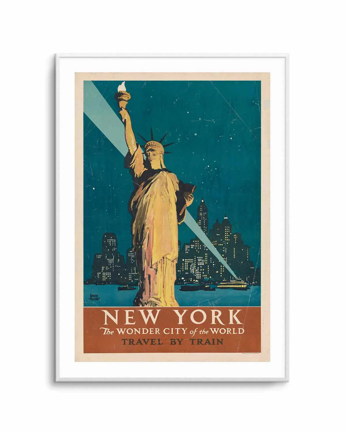 New York Statue of Liberty Vintage Travel Poster Art Print from Olive et Oriel where you can shop wallpaper and artworks online