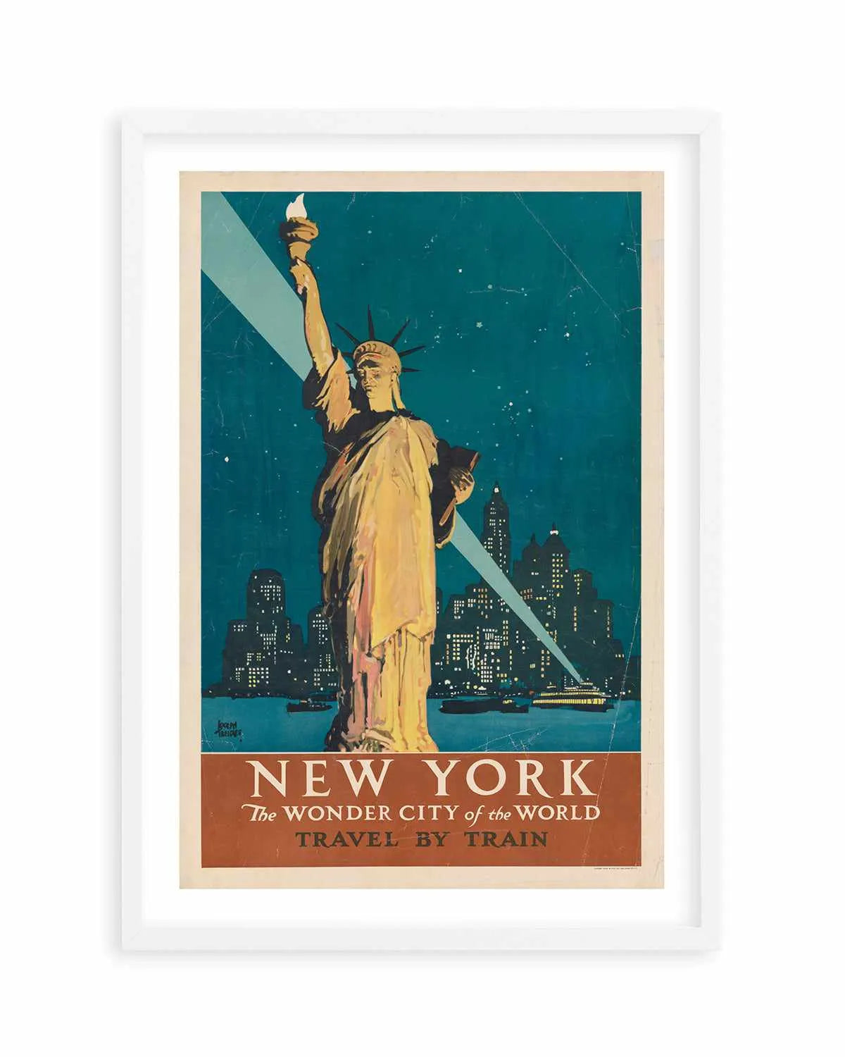 New York Statue of Liberty Vintage Travel Poster Art Print from Olive et Oriel where you can shop wallpaper and artworks online