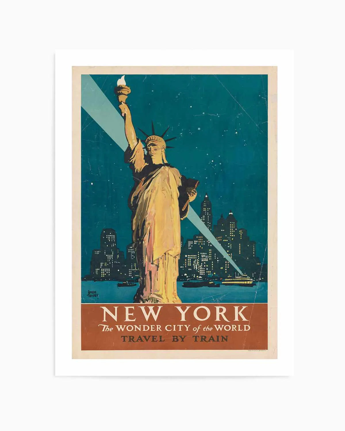 New York Statue of Liberty Vintage Travel Poster Art Print from Olive et Oriel where you can shop wallpaper and artworks online