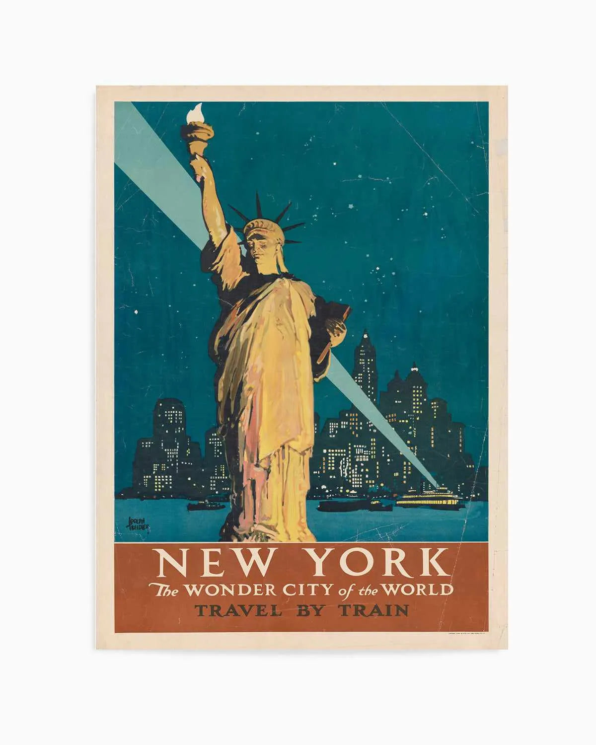 New York Statue of Liberty Vintage Travel Poster Art Print from Olive et Oriel where you can shop wallpaper and artworks online
