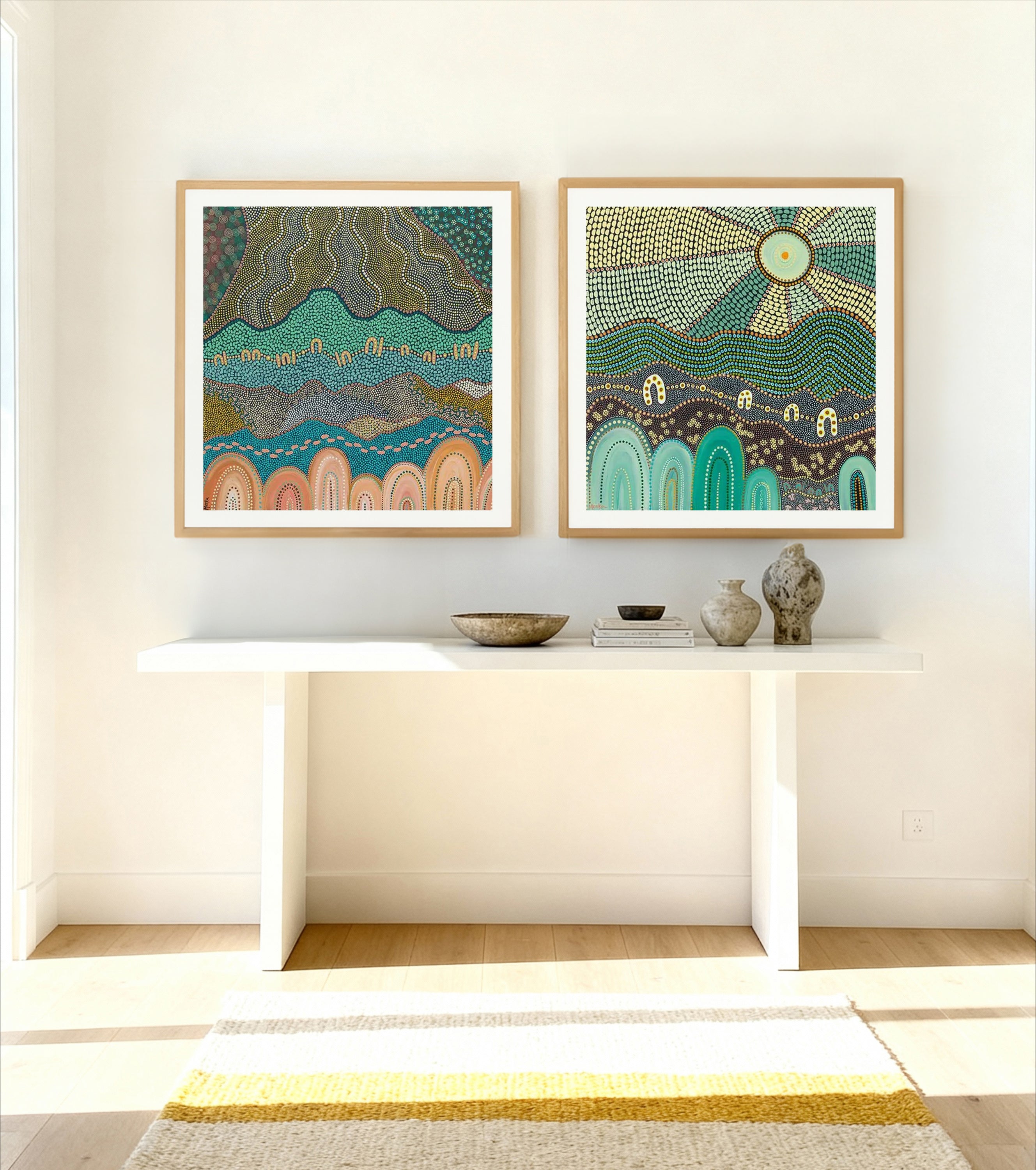 New Beginnings & Family Bonds by Domica Hill Art Print Set of 2 | Matching Wall Art