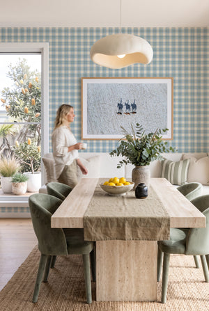 Noosa Tartan in Ocean Blue Wallpaper