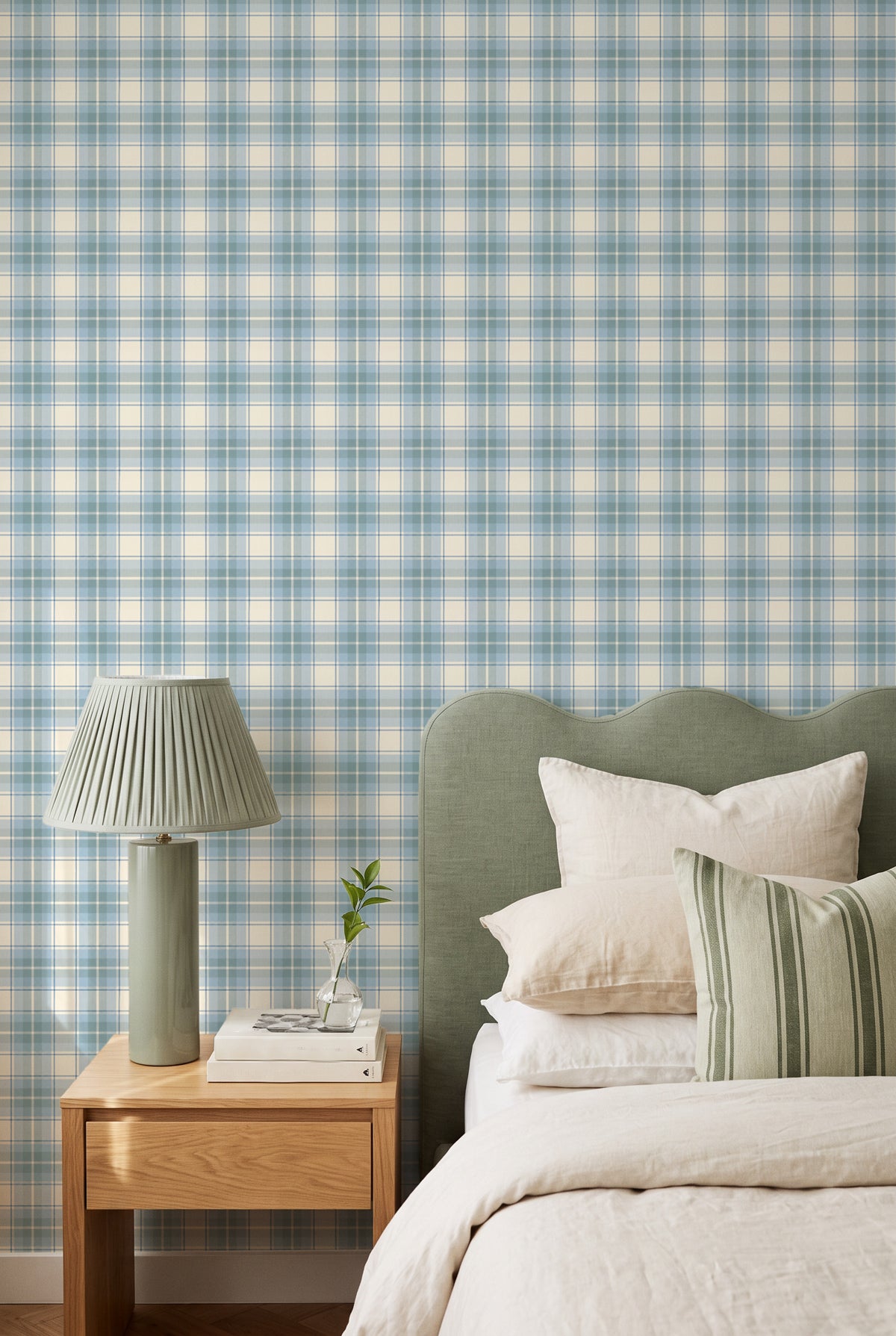 Noosa Tartan in Ocean Blue Wallpaper
