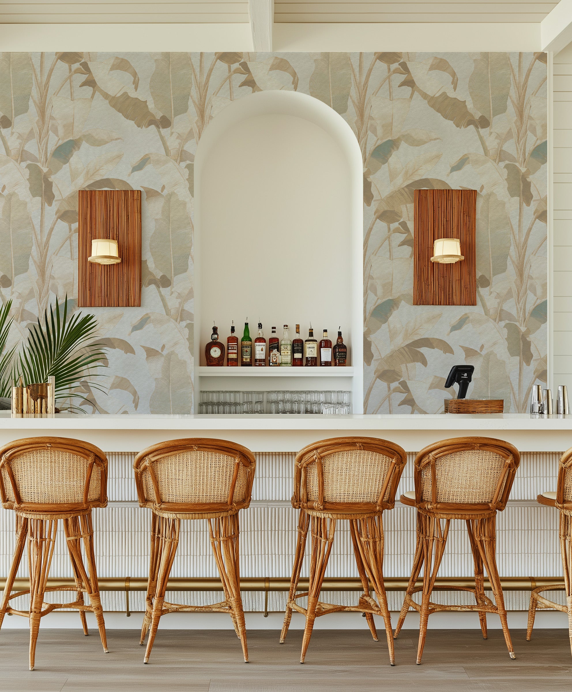Noosa Banana Palms Commercial Vinyl Wallpaper from Olive et Oriel where you can shop wallpaper and artworks online